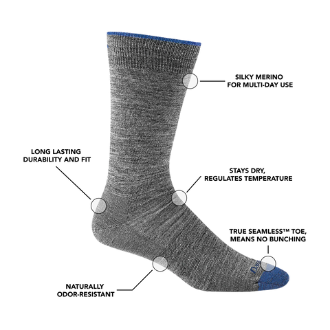 Men's Solid Crew Lightweight Lifestyle Socks